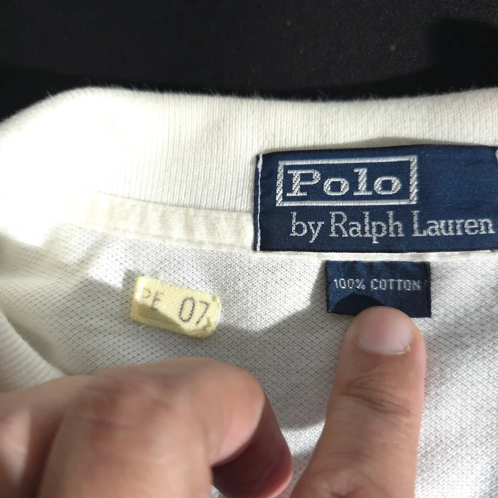 Polo Ralph Lauren Shirt Mens L Black White Striped Crest Logo‎ Short Sleeve Pony